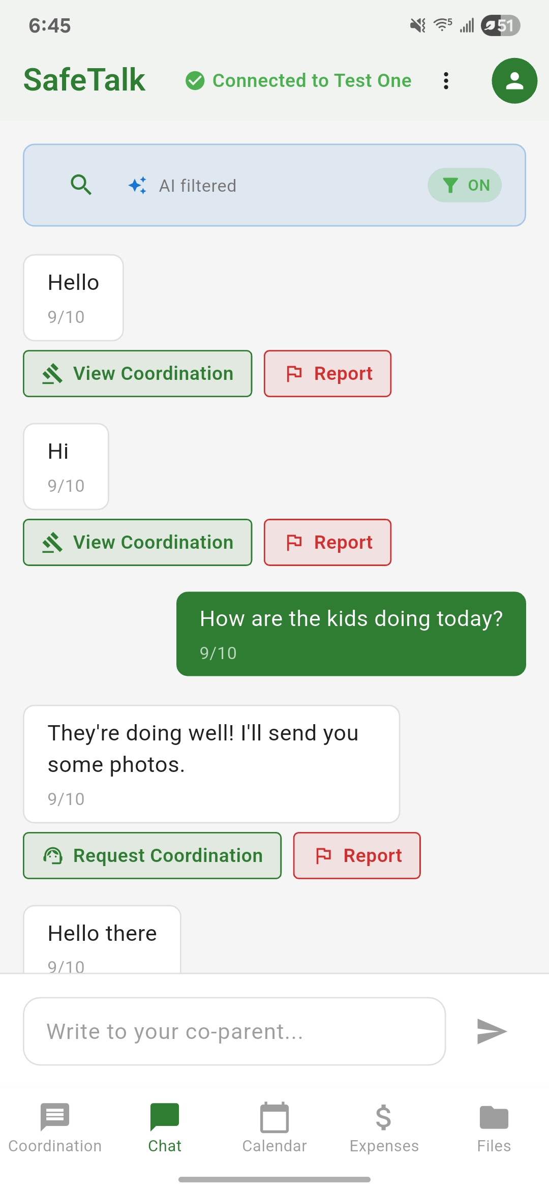 SafeTalk Chat Screen