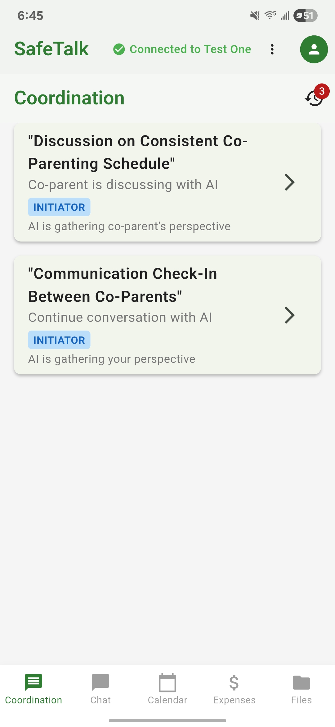 SafeTalk Coordination Screen